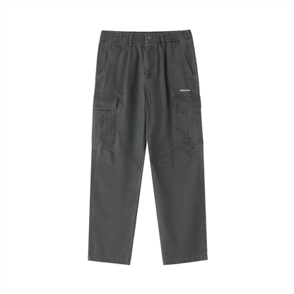 Gringos Cotton Elastic-Waist Cargo Pants - Grey/Brown/Black