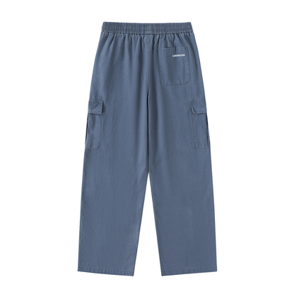 Gringos Drawstring Waist Straight-Leg Cargo Pants - Blue/Black/Green