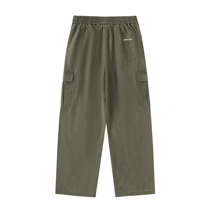 Gringos Drawstring Waist Straight-Leg Cargo Pants - Blue/Black/Green