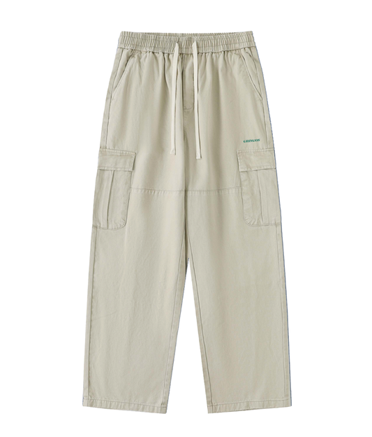Gringos Drawstring Waist Straight-Leg Cargo Pants - Light Beige