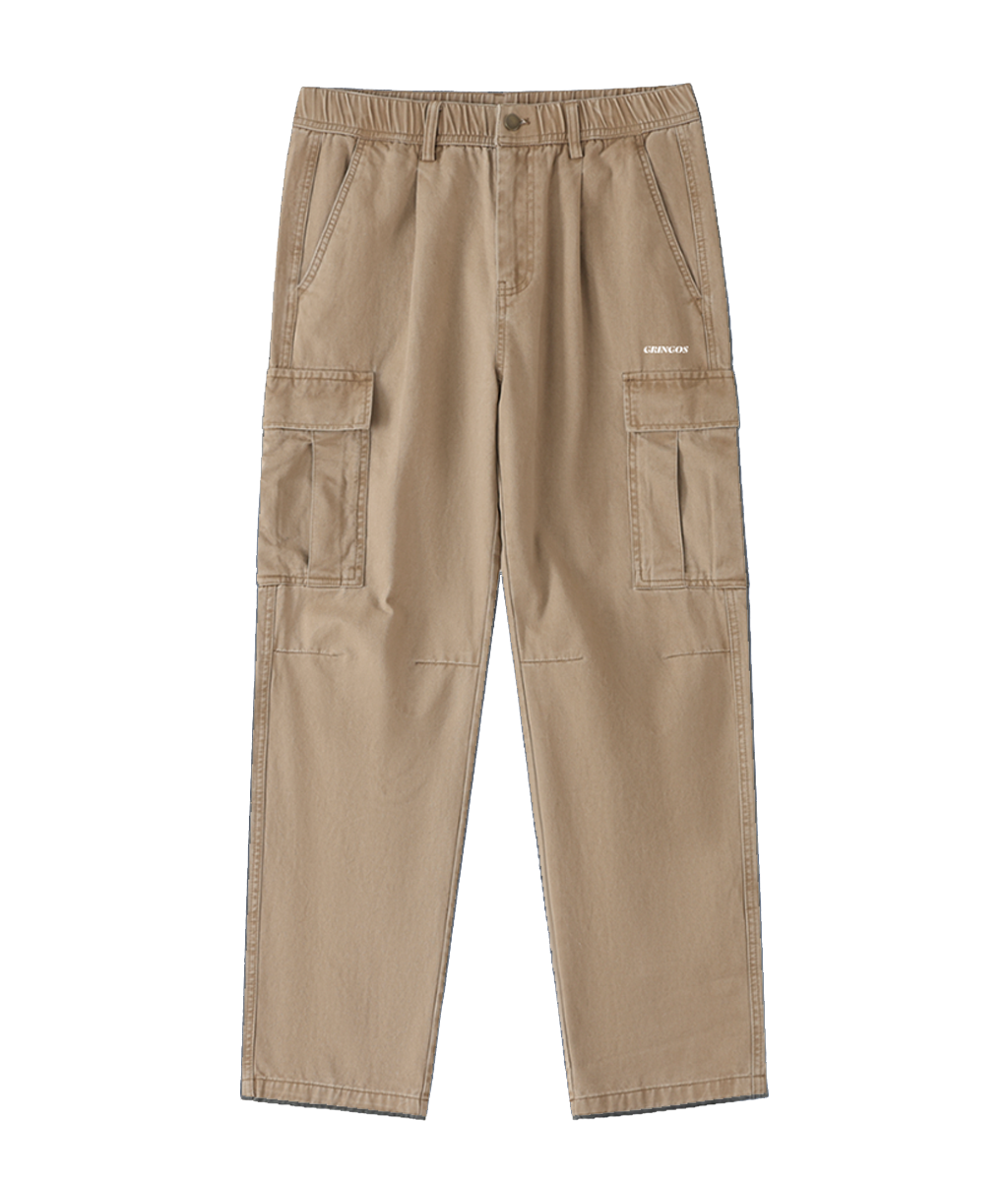Gringos Cotton Elastic-Waist Cargo Pants - Grey/Brown/Black