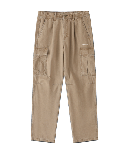 Gringos Cotton Elastic-Waist Cargo Pants - Grey/Brown/Black