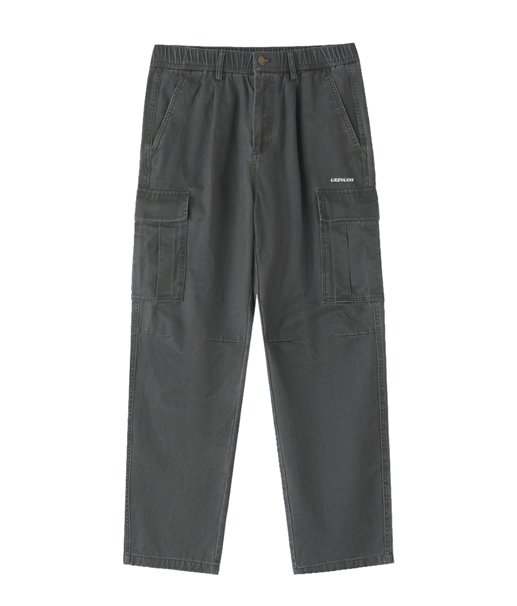 Gringos Cotton Elastic-Waist Cargo Pants - Grey/Brown/Black