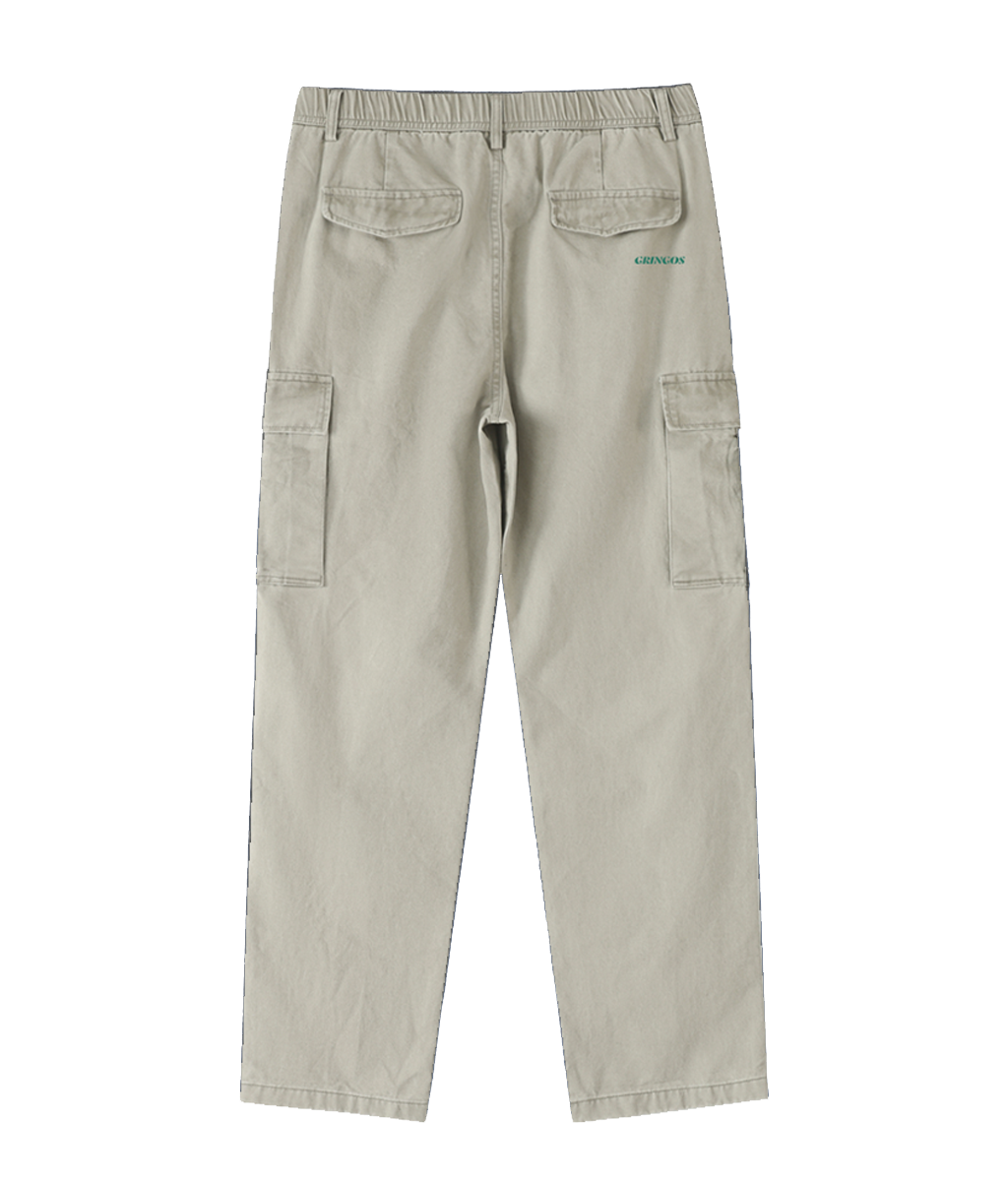 Gringos Cotton Elastic-Waist Cargo Pants - Light Grey